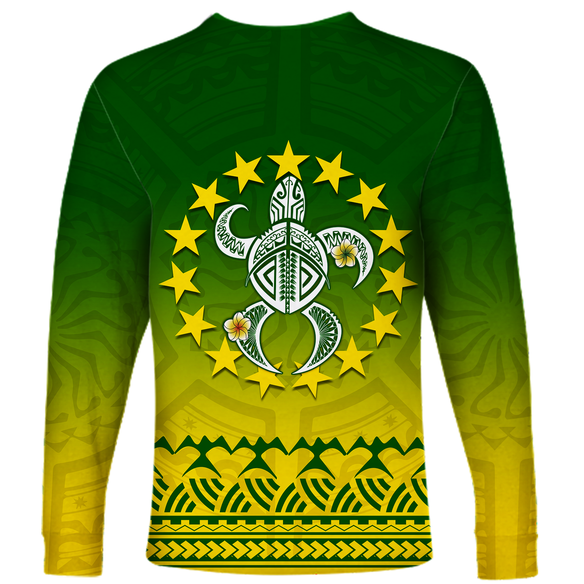 Cook Islands Turtle With Tribal Long Sleeve Shirt - LT12 - Polynesian Pride