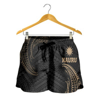 Nauru Polynesian Women's Shorts - Gold Tribal Wave - Polynesian Pride