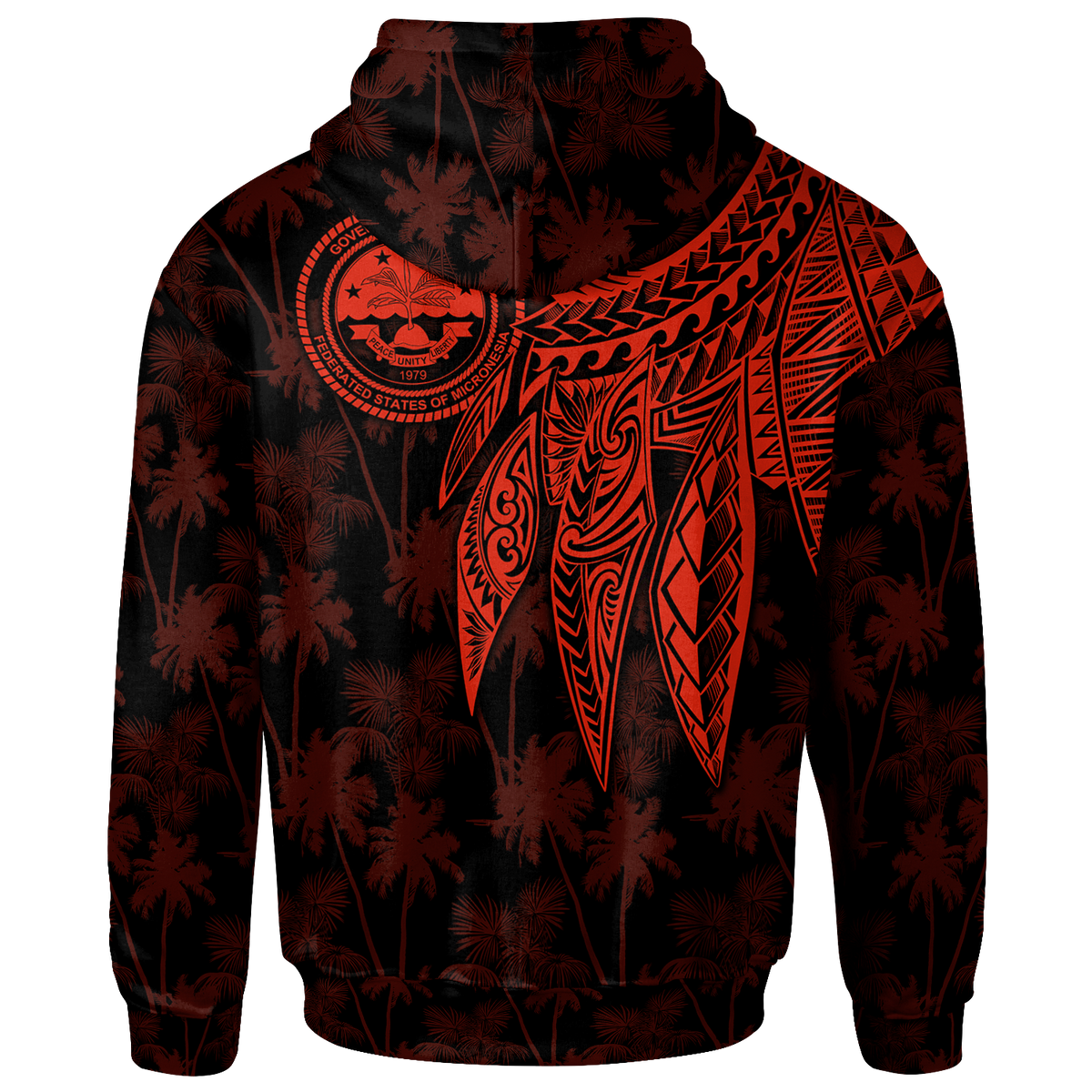 Federated States of Micronesia Custom Zip up Hoodie Polynesian Wings (Red) - Polynesian Pride