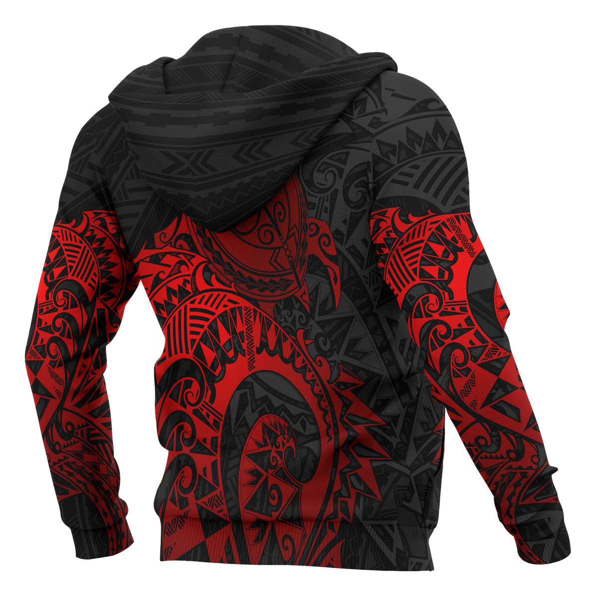 American Samoa Polynesian Zip up Hoodie Polynesian Turtle (Full Red) - Polynesian Pride