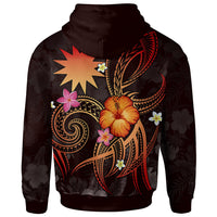 Nauru Polynesian Custom Zip up Hoodie Legend of Nauru (Red) - Polynesian Pride