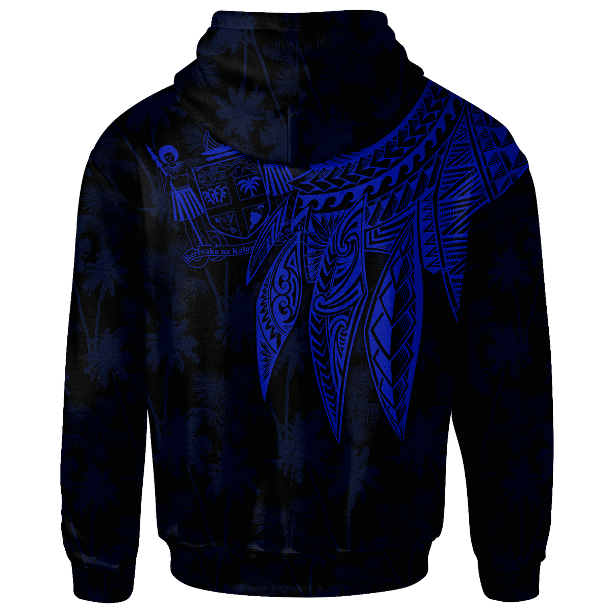 Fiji Hoodie Polynesian Wings (Blue) - Polynesian Pride