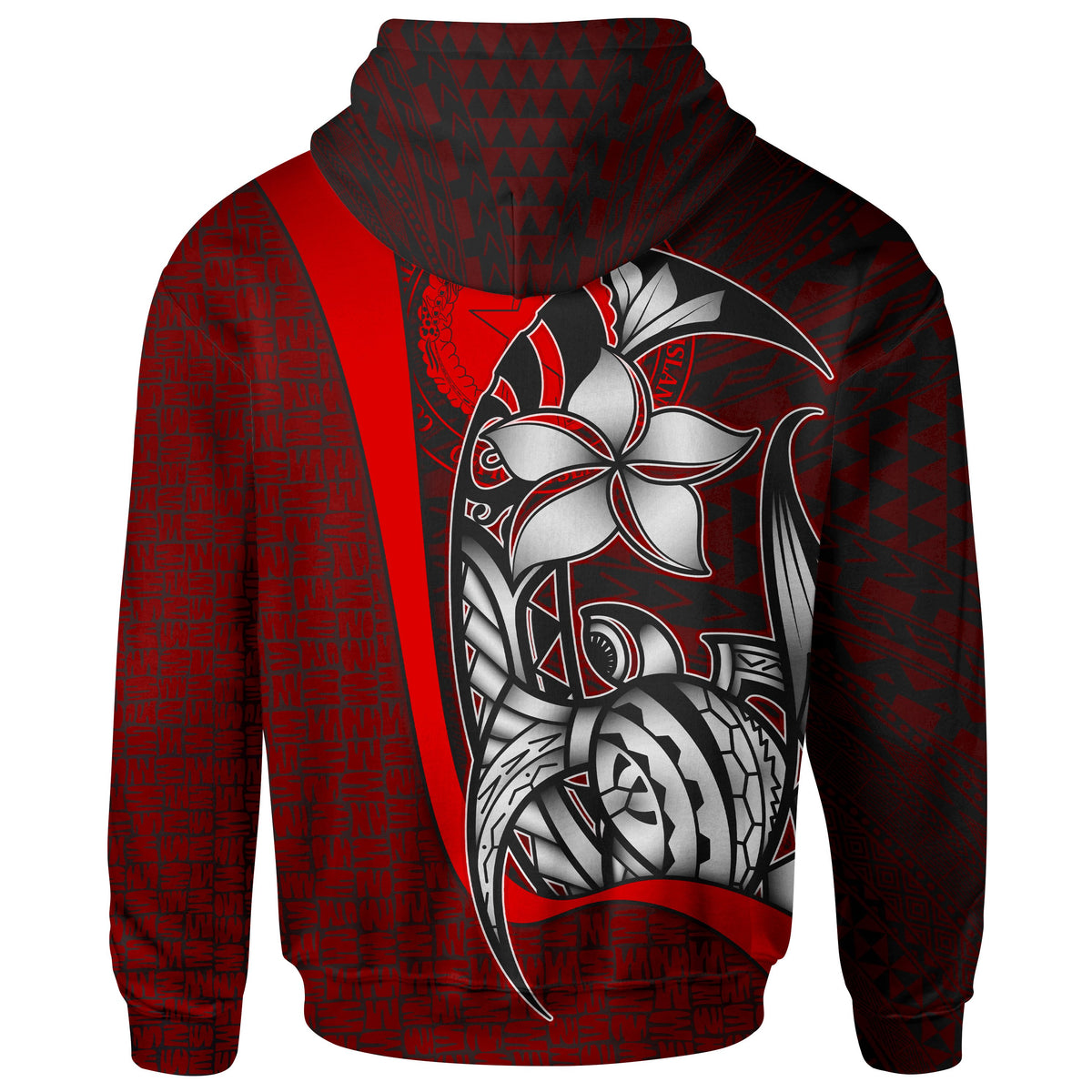 Northern Mariana Islands Polynesian Zip up Hoodie Red Turtle with Hook - Polynesian Pride