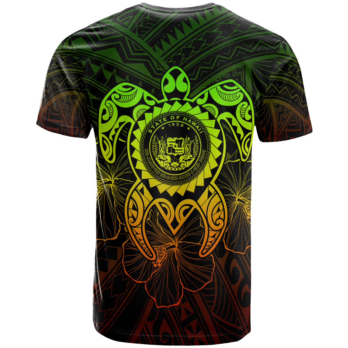 Hawaii Polynesian Custom T Shirt Vintage Polynesian Turtle (Reggae) - Polynesian Pride