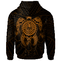 Tahiti Polynesian Custom Zip up Hoodie Vintage Polynesian Turtle (Golden) - Polynesian Pride