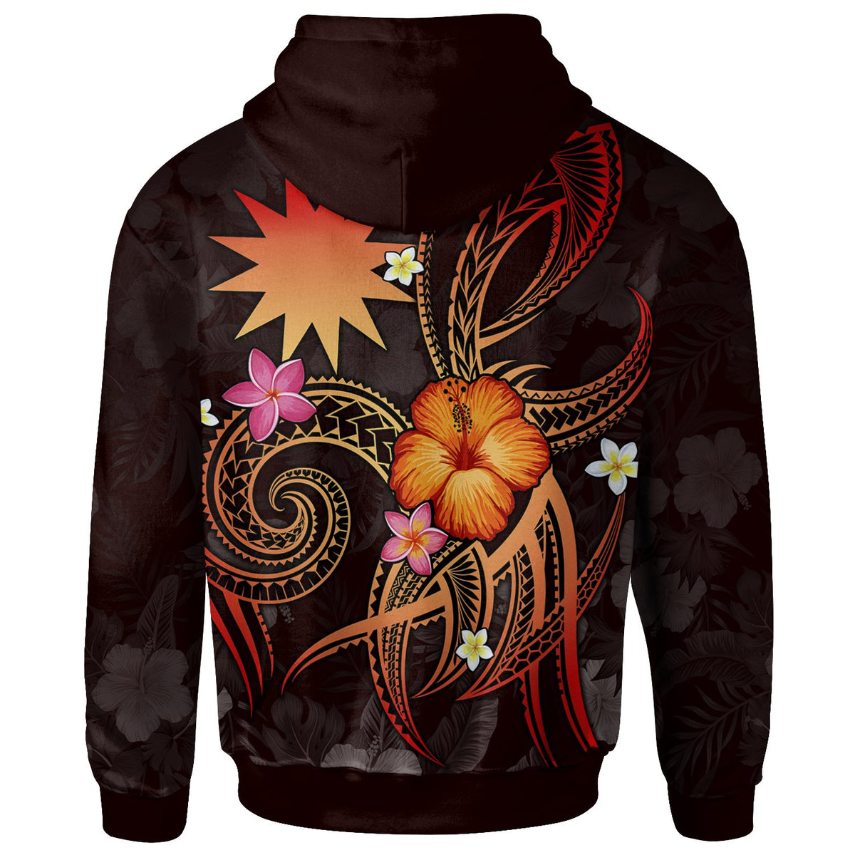 Nauru Polynesian Zip up Hoodie Legend of Nauru (Red) - Polynesian Pride