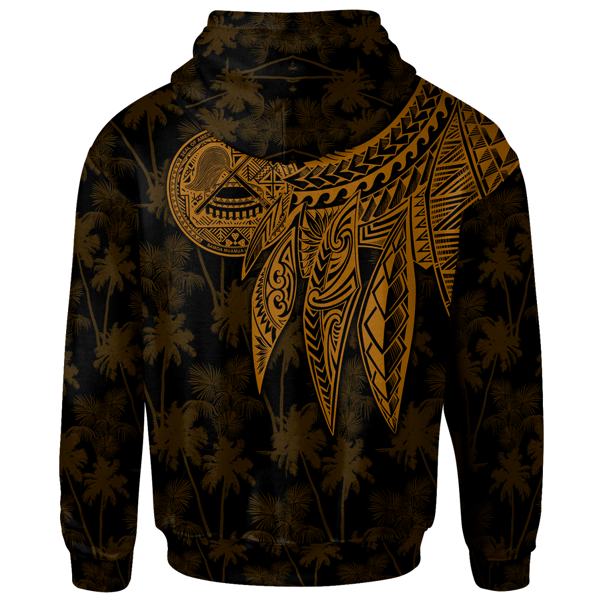 American Samoa Custom Zip up Hoodie Polynesian Wings (Golden) - Polynesian Pride