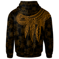 American Samoa Custom Zip up Hoodie Polynesian Wings (Golden) - Polynesian Pride