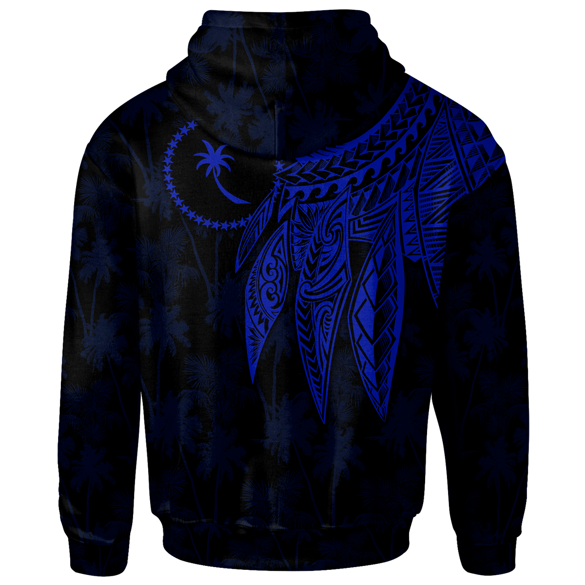 Chuuk Zip up Hoodie Polynesian Wings (Blue) - Polynesian Pride