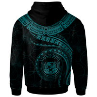 Polynesian Hawaii Custom Hoodie Hawaiian Waves (Turquoise) - Polynesian Pride