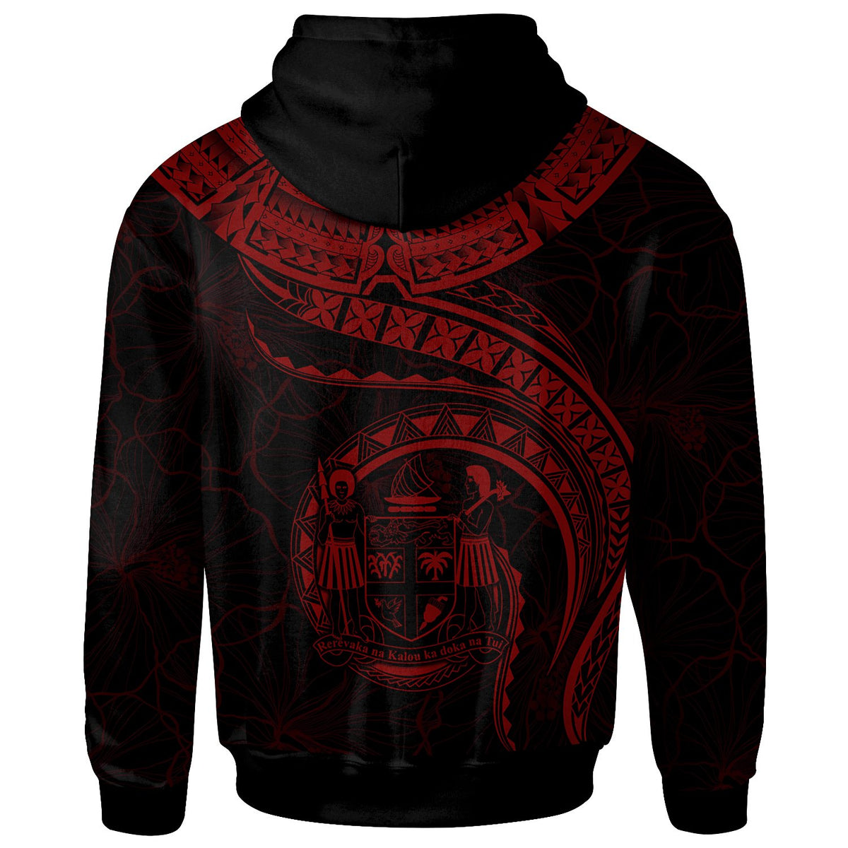 Fiji Polynesian Zip up Hoodie Fiji Waves (Red) - Polynesian Pride