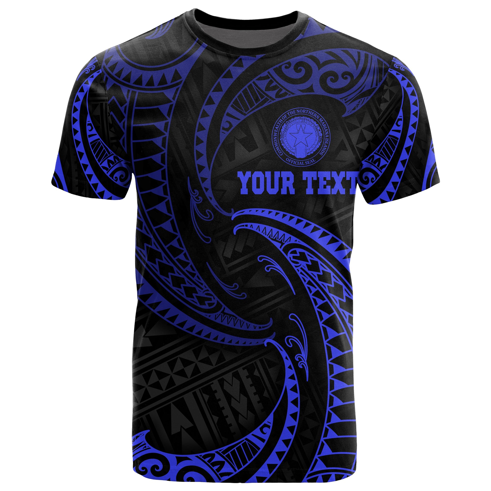 Northern Mariana Islands Polynesian Custom T Shirt Blue Tribal Wave Unisex Blue - Polynesian Pride