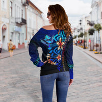 Kosrae Custom Personalised Women's Off Shoulder Sweater - Vintage Tribal Moutain - Polynesian Pride