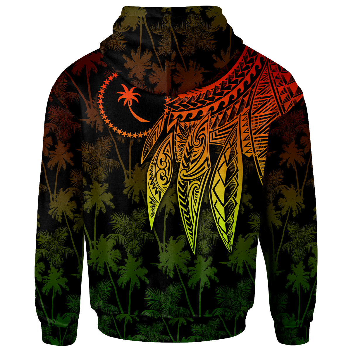 Chuuk Custom Zip up Hoodie Polynesian Wings (Reggae) - Polynesian Pride
