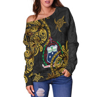 Samoa Women's Off Shoulder Sweaters - Abstract Style - Polynesian Pride