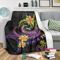 Polynesian Custom Personalised Premium Blanket - Plumeria Flowers with Spiral Patterns - Polynesian Pride
