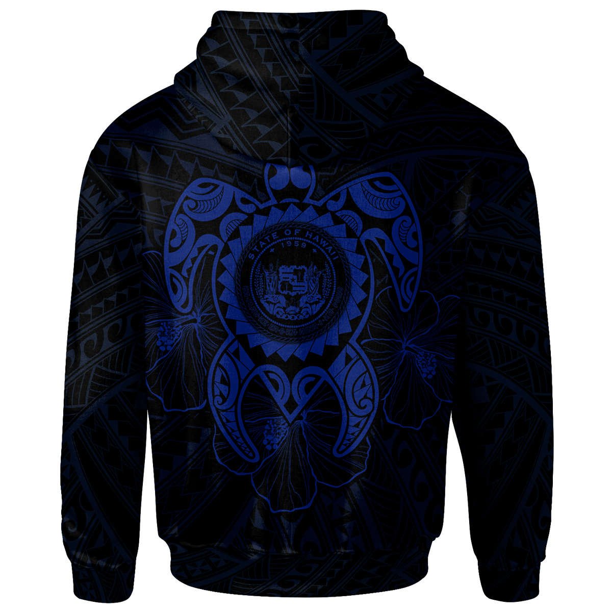 Hawaii Polynesian Custom Zip up Hoodie Vintage Polynesian Turtle (Blue) - Polynesian Pride