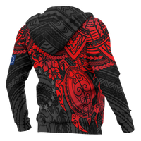 Cook Islands Polynesian Hoodie Red Turtle - Polynesian Pride