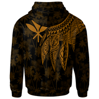 Polynesian Hawaii Kanaka Maoli Hoodie Polynesian Wings (Golden) - Polynesian Pride