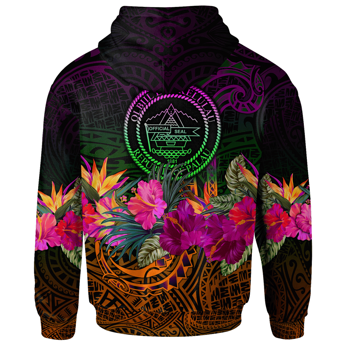 Palau Zip up Hoodie Summer Hibiscus - Polynesian Pride