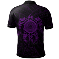 American Samoa Polynesian Custom Polo Shirt Vintage Polynesian Turtle (Purple) - Polynesian Pride