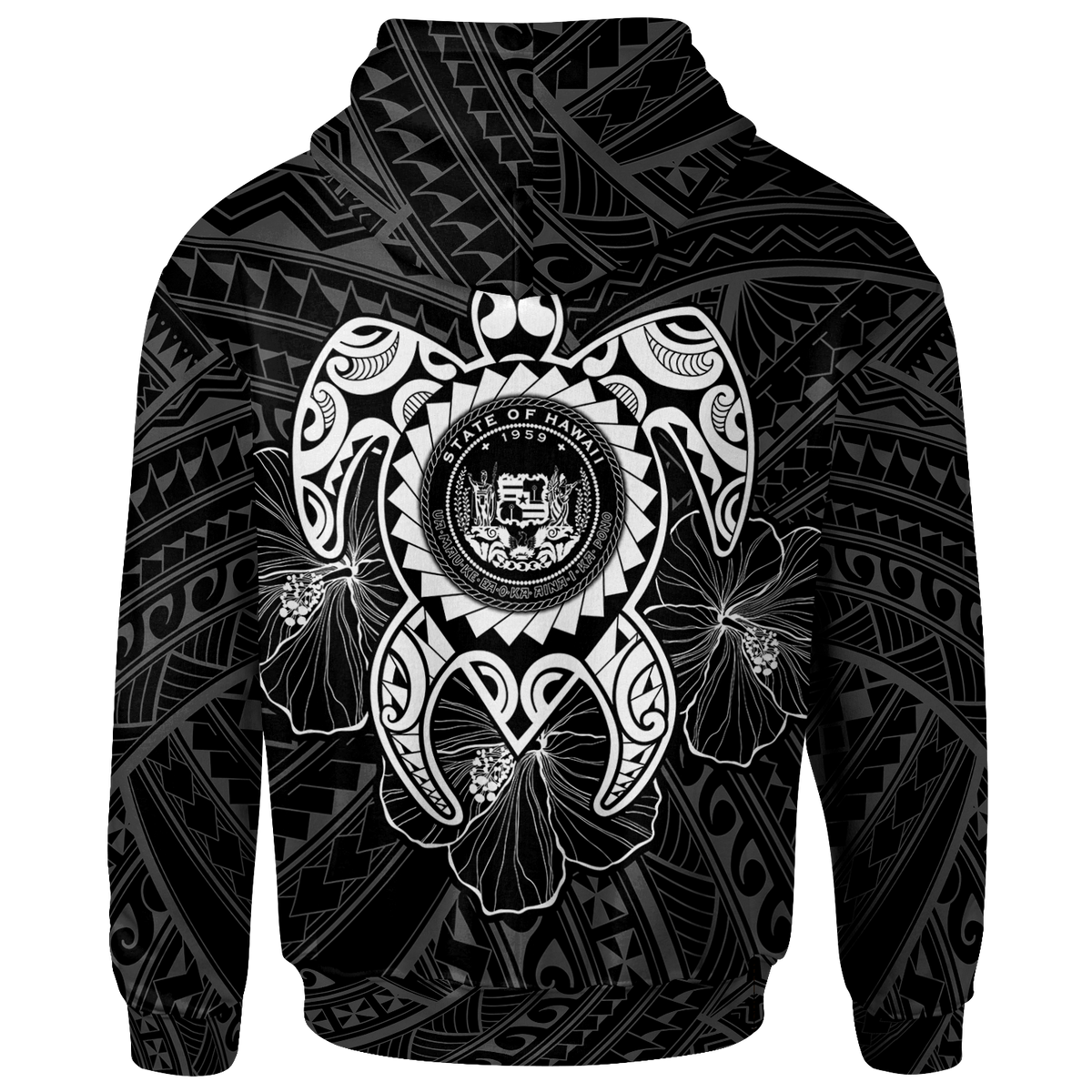 Hawaii Polynesian Zip up Hoodie Vintage Polynesian Turtle (White) - Polynesian Pride