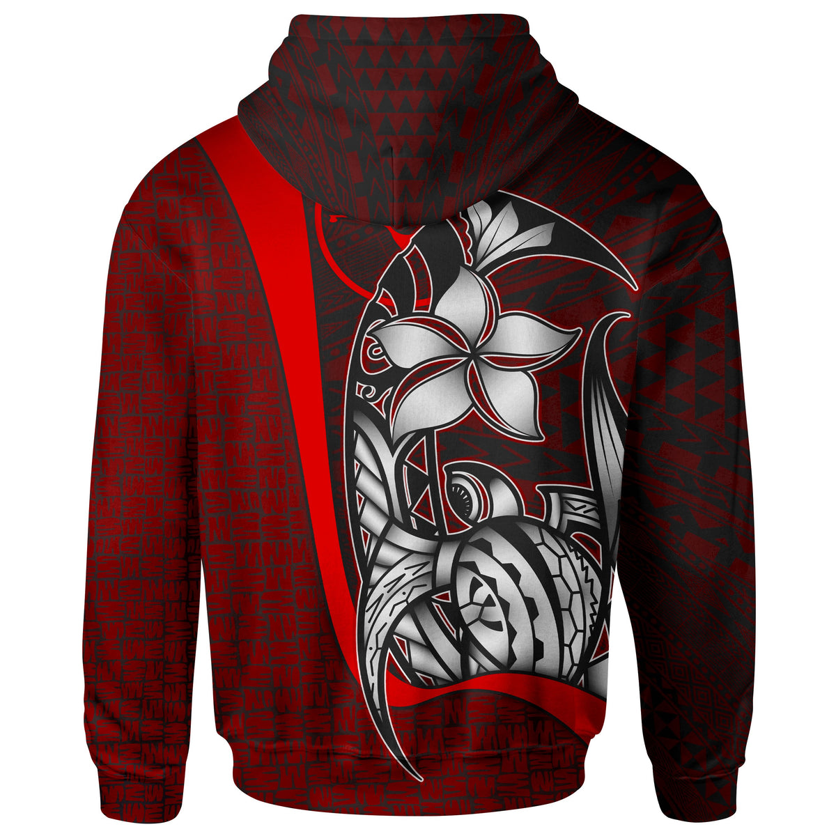 Yap Micronesian Zip up Hoodie Red Turtle with Hook - Polynesian Pride