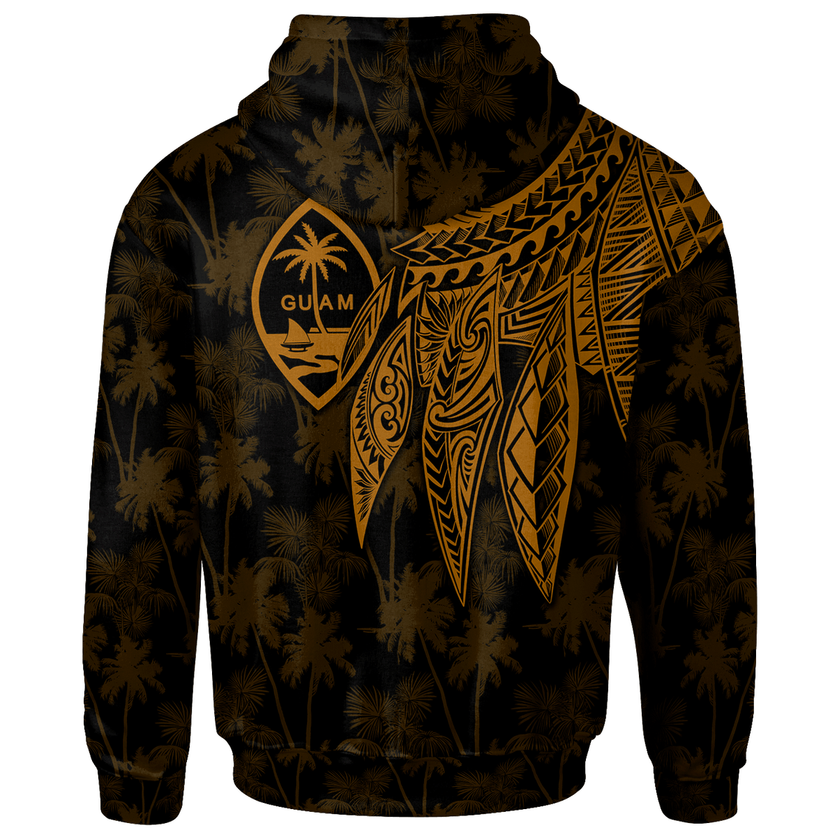Guam Custom Hoodie Polynesian Wings (Golden) - Polynesian Pride