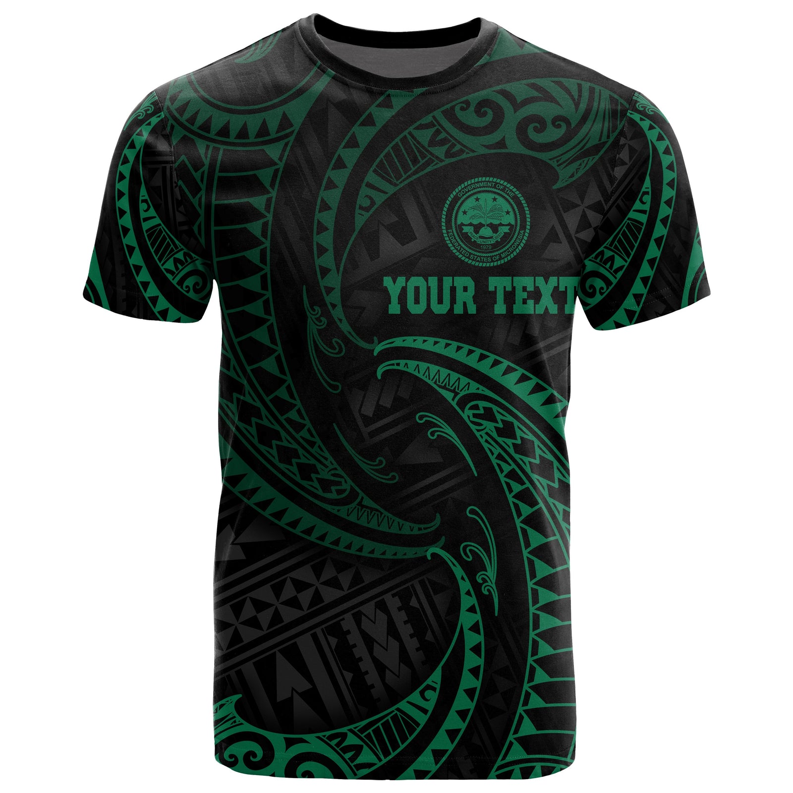Federated States of Micronesia Custom T Shirt Green Tribal Wave Unisex Green - Polynesian Pride