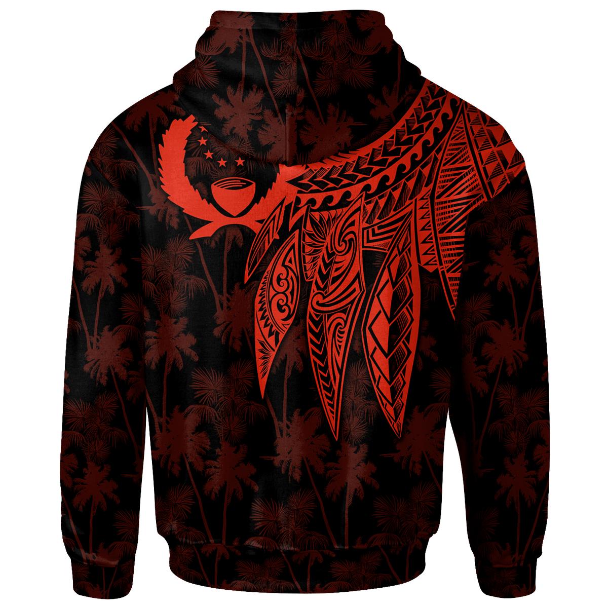 Pohnpei Custom Hoodie Polynesian Wings (Red) - Polynesian Pride