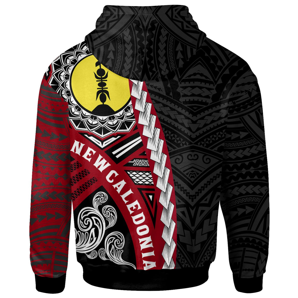 New Caledonia Polynesian Hoodie Wave Tattoo - Polynesian Pride
