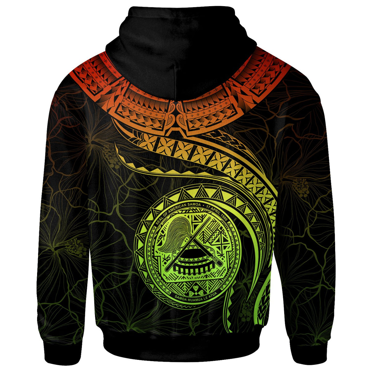 American Samoa Polynesian Hoodie American Samoan Waves (Reggae) - Polynesian Pride