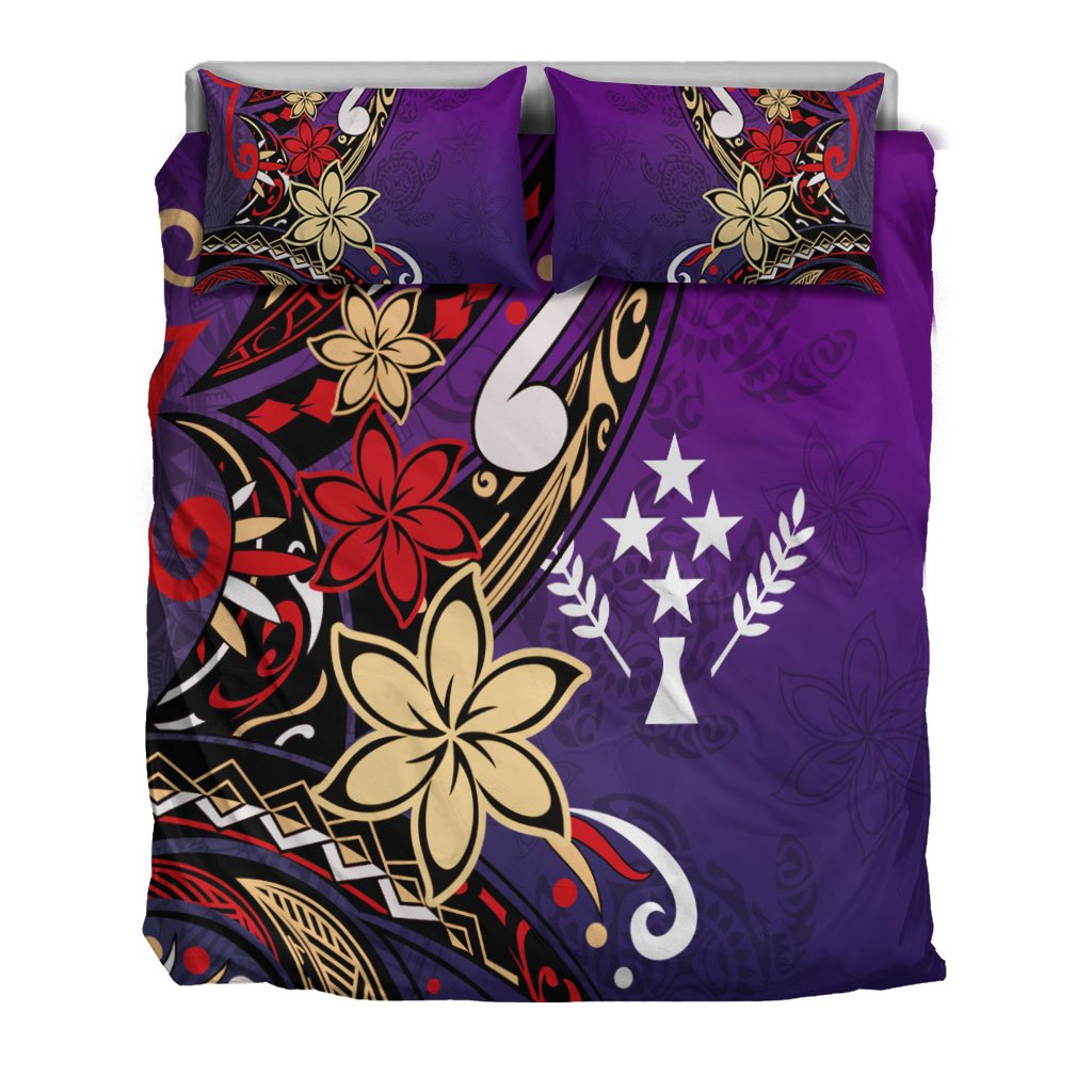 Kosrae Polynesian Bedding Set - Tribal Flower With Special Turtles Purple Color - Polynesian Pride
