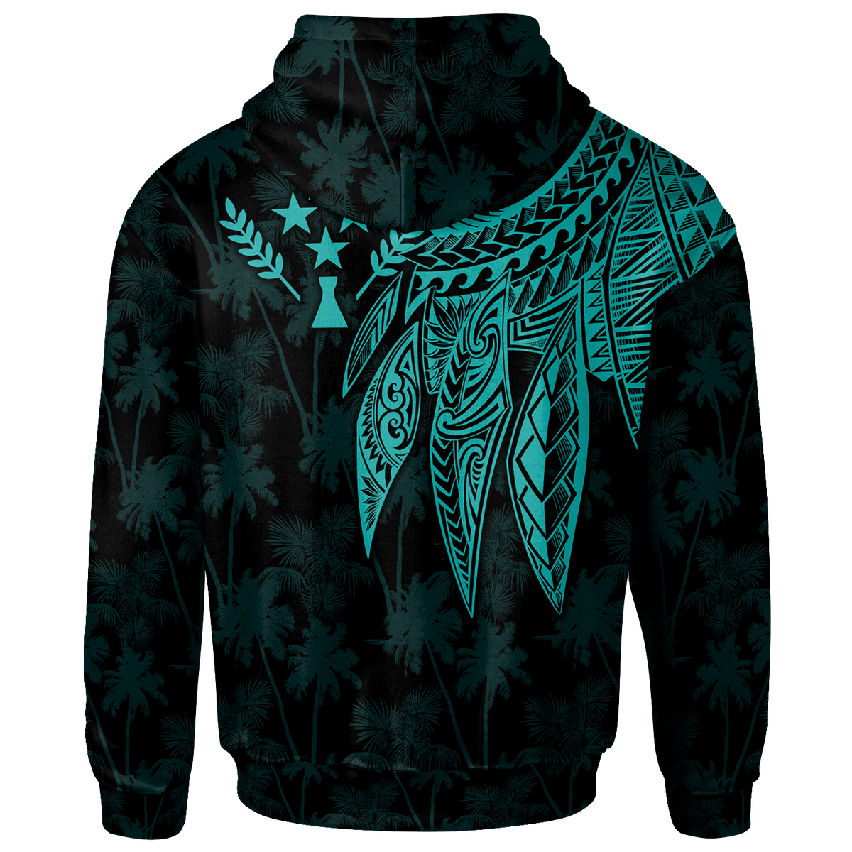 Kosrae Hoodie Polynesian Wings (Turquoise) - Polynesian Pride