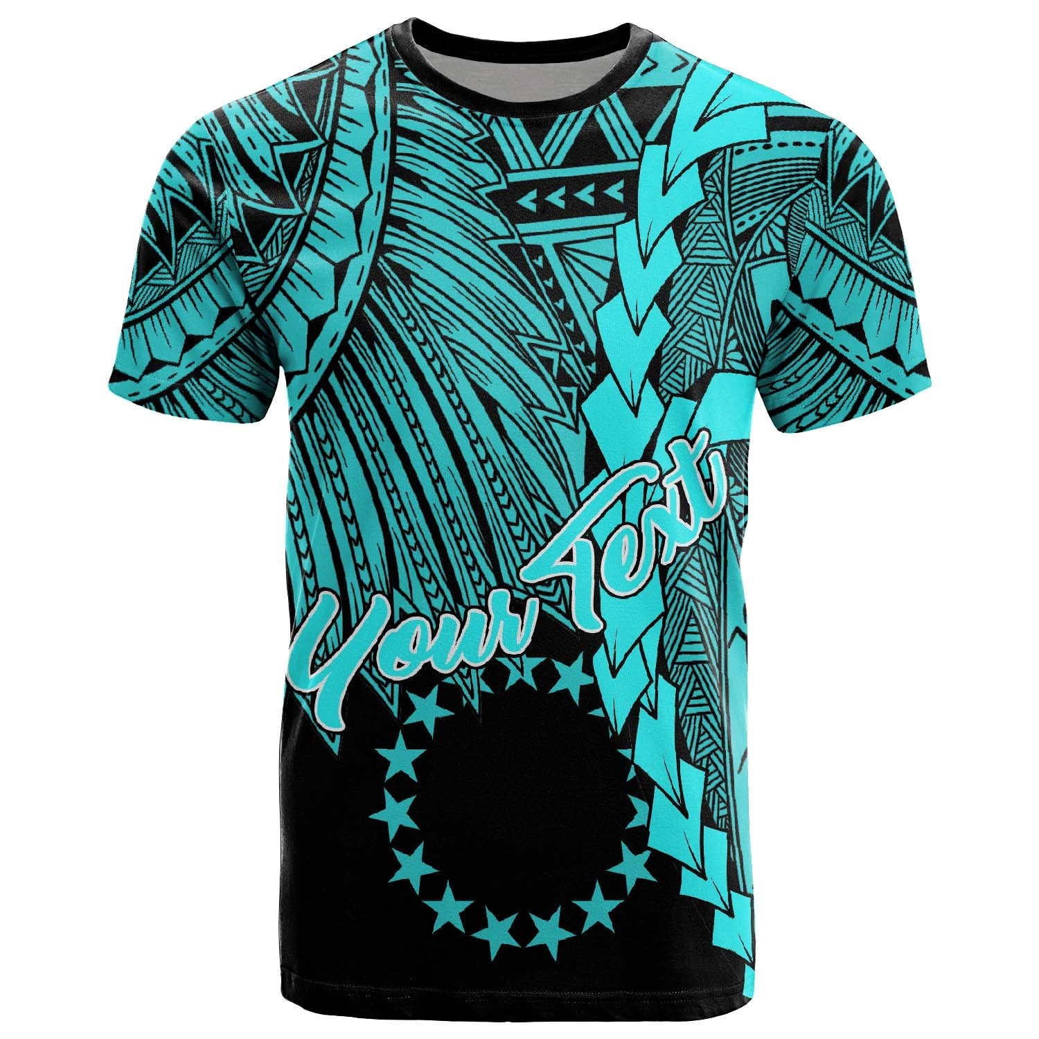Cook Islands Polynesian Custom T Shirt Tribal Wave Tattoo Neon Blue Unisex Neon Blue - Polynesian Pride