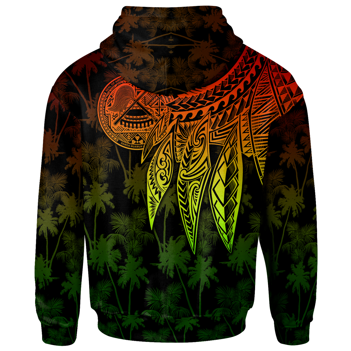 American Samoa Hoodie Polynesian Wings (Reggae) - Polynesian Pride