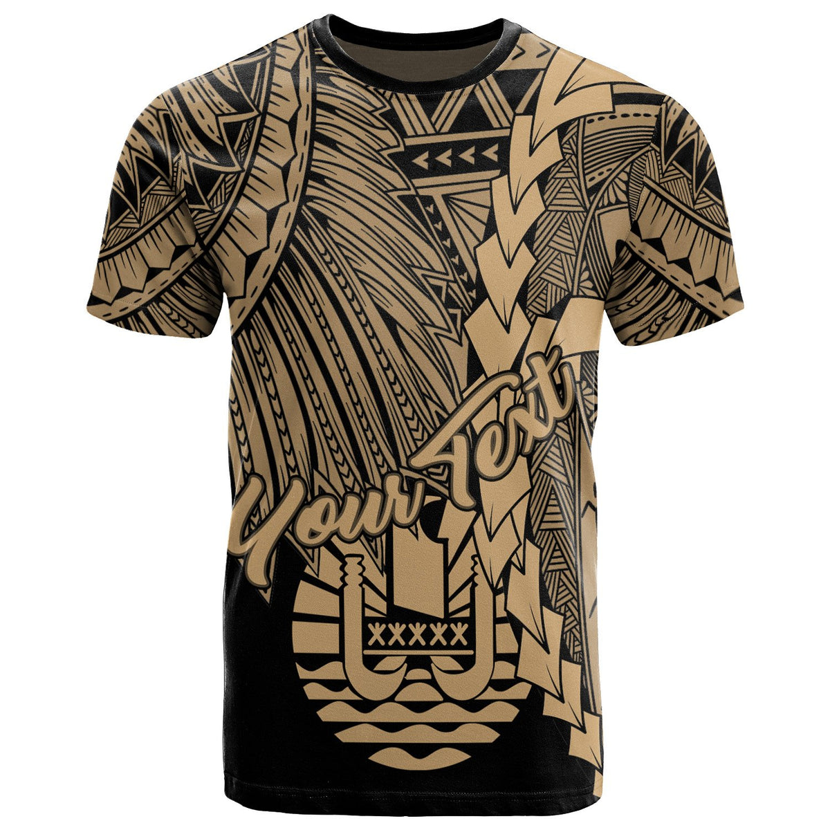 Tahiti Polynesian Custom T Shirt Tribal Wave Tattoo Gold Unisex Gold - Polynesian Pride