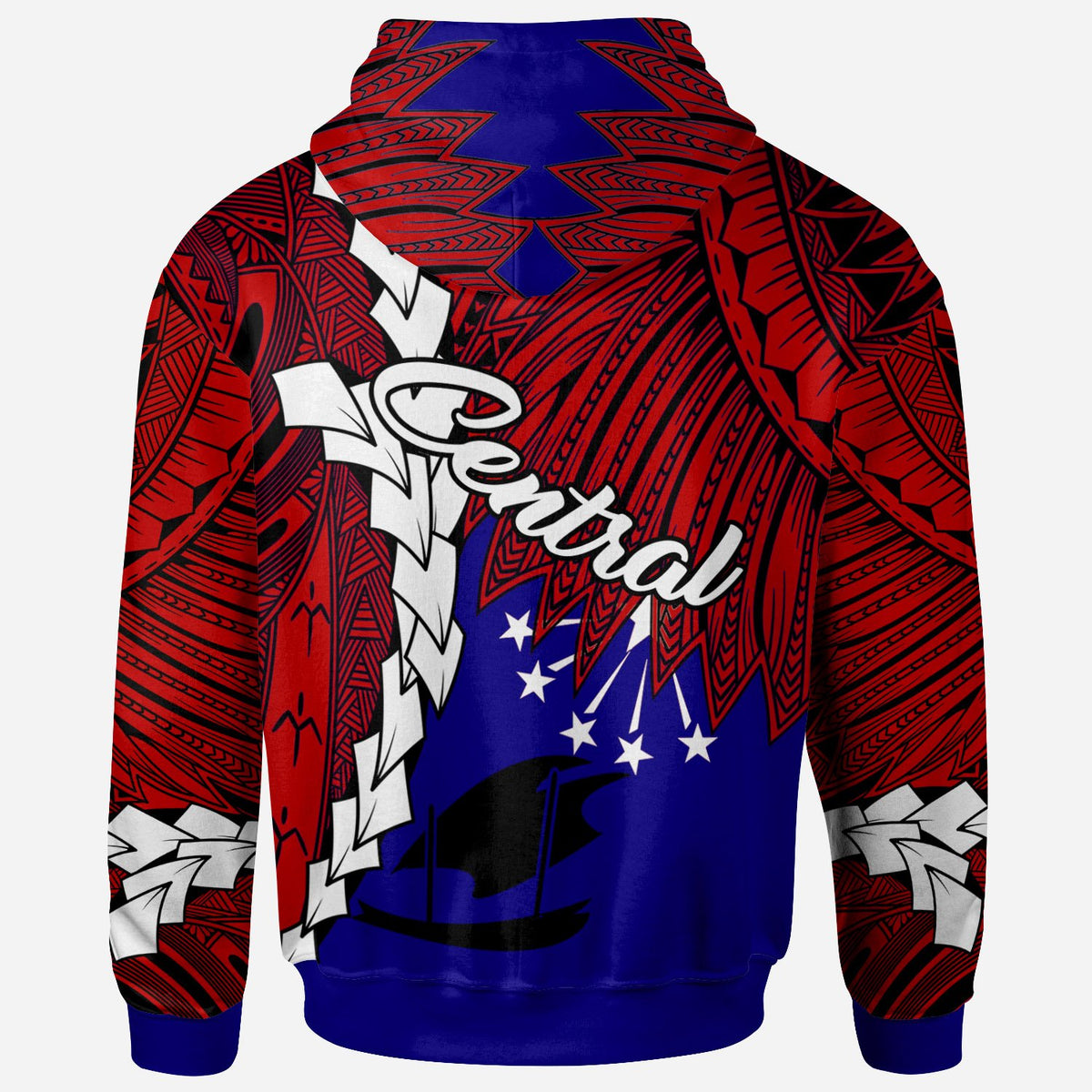 Papua New Guinea Central Province Polynesian Custom Hoodie Tribal Wave Tattoo - Polynesian Pride