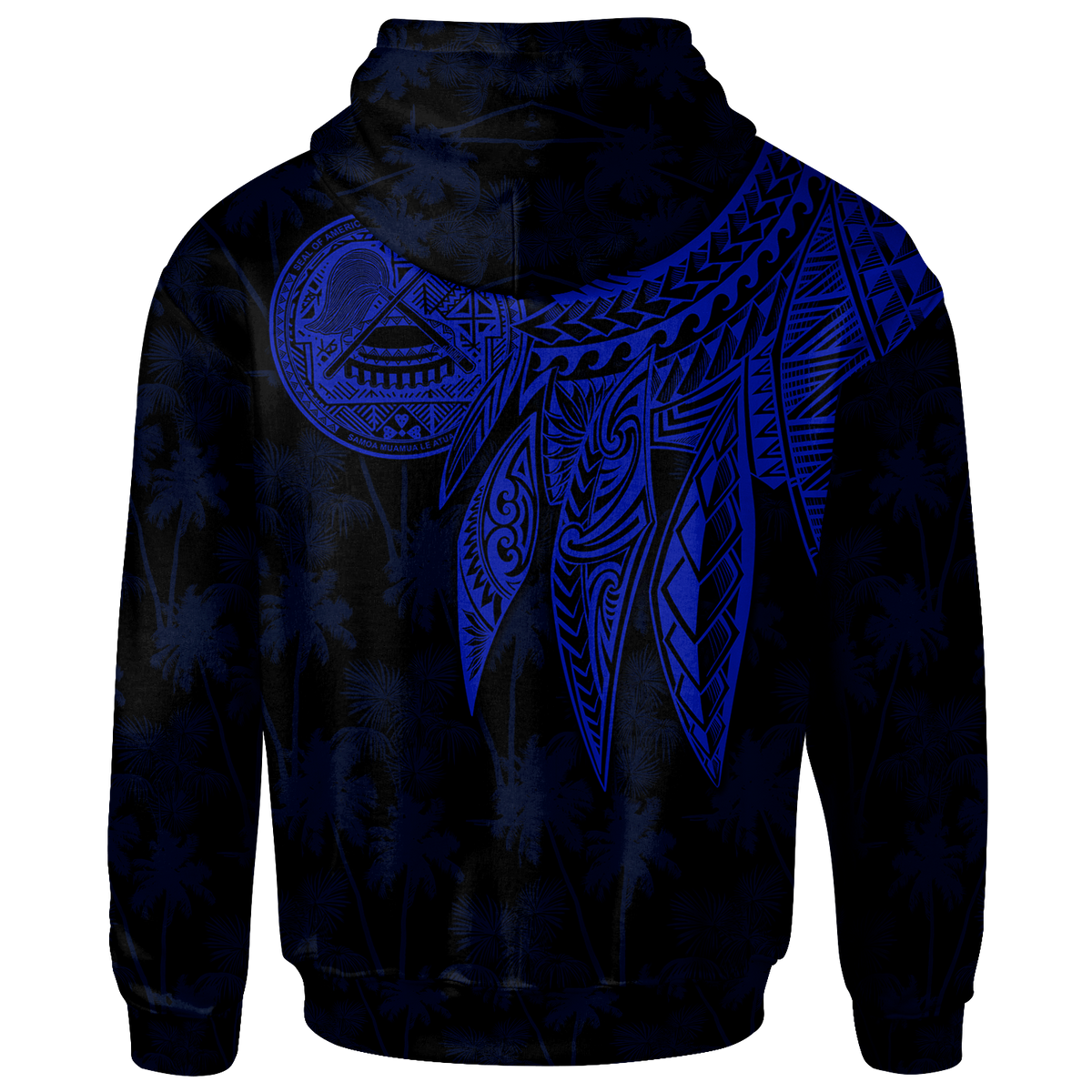 American Samoa Custom Zip up Hoodie Polynesian Wings (Blue) - Polynesian Pride