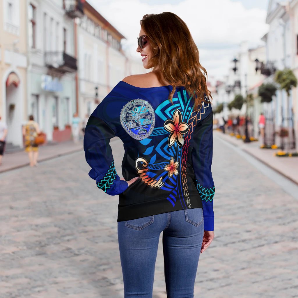 Marshall Islands Custom Personalised Women's Off Shoulder Sweater - Vintage Tribal Moutain Crest - Polynesian Pride