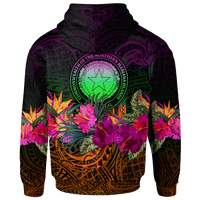 Northern Mariana Islands Polynesian Custom Zip up Hoodie Summer Hibiscus - Polynesian Pride