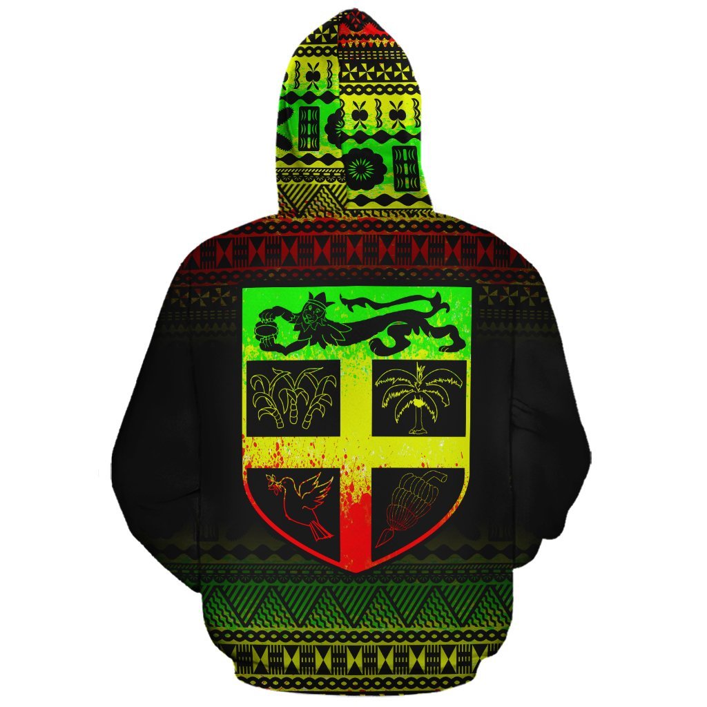 Fiji Polynesian Tapa Custom Zip up Hoodie Reggae Frog - Polynesian Pride