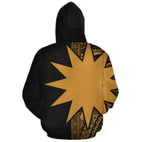 Nauru Polynesian Custom Zip up Hoodie Gold Line - Polynesian Pride