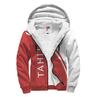 Tahiti Sherpa Hoodie - Curve Version White Red - Polynesian Pride