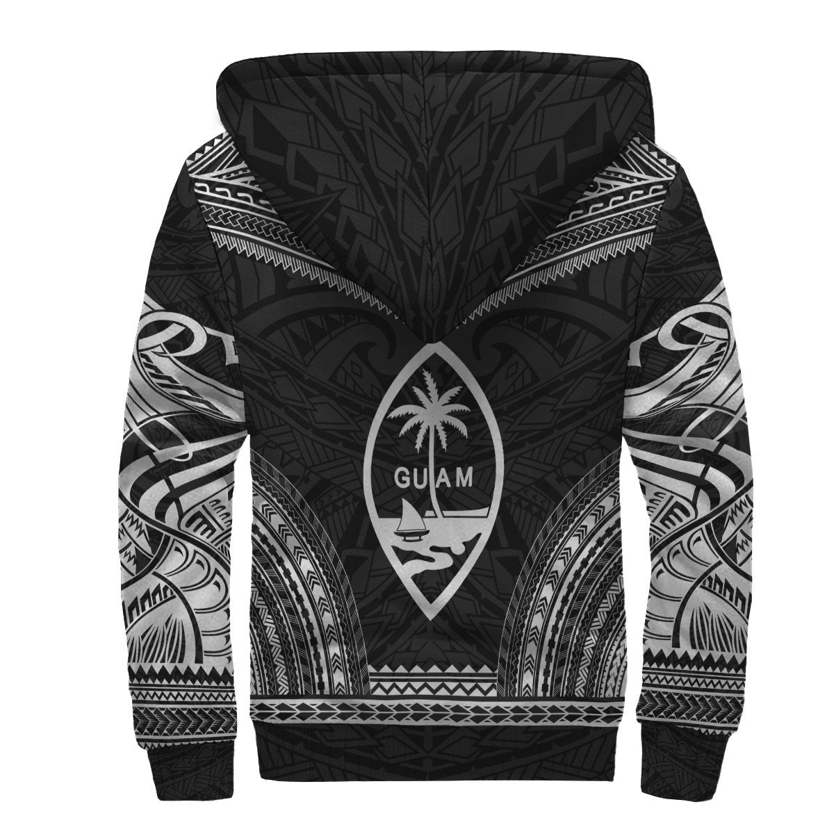 Guam Sherpa Hoodie - Polynesian Chief Black Version - Polynesian Pride