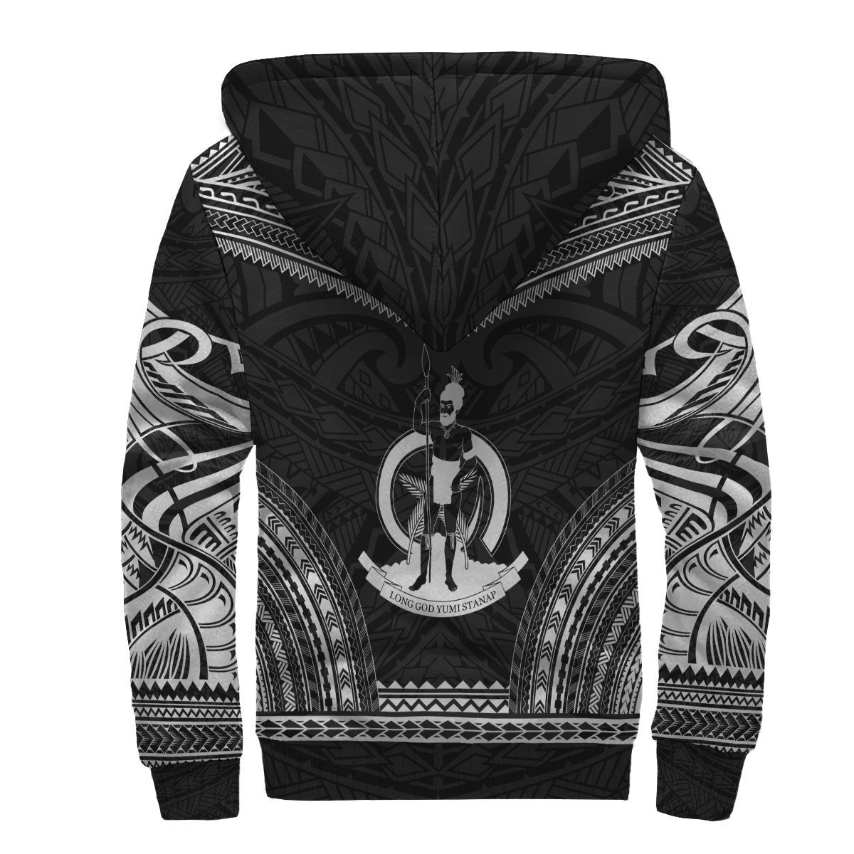 Vanuatu Sherpa Hoodie - Polynesian Chief Black Version - Polynesian Pride