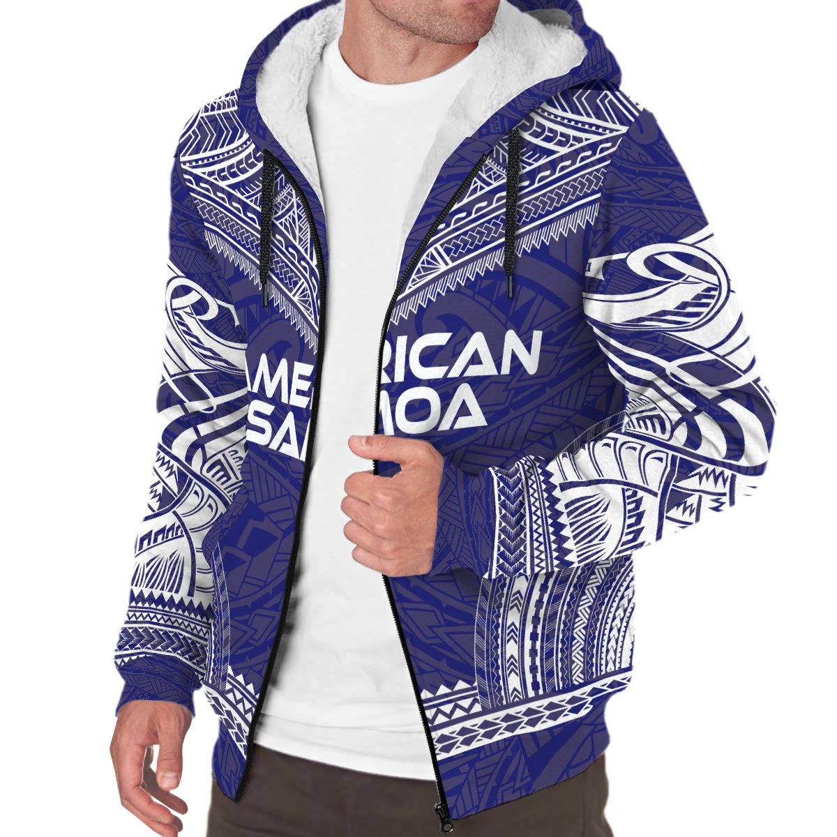 American Samoa Sherpa Hoodie - Polynesian Chief Flag Version - Polynesian Pride