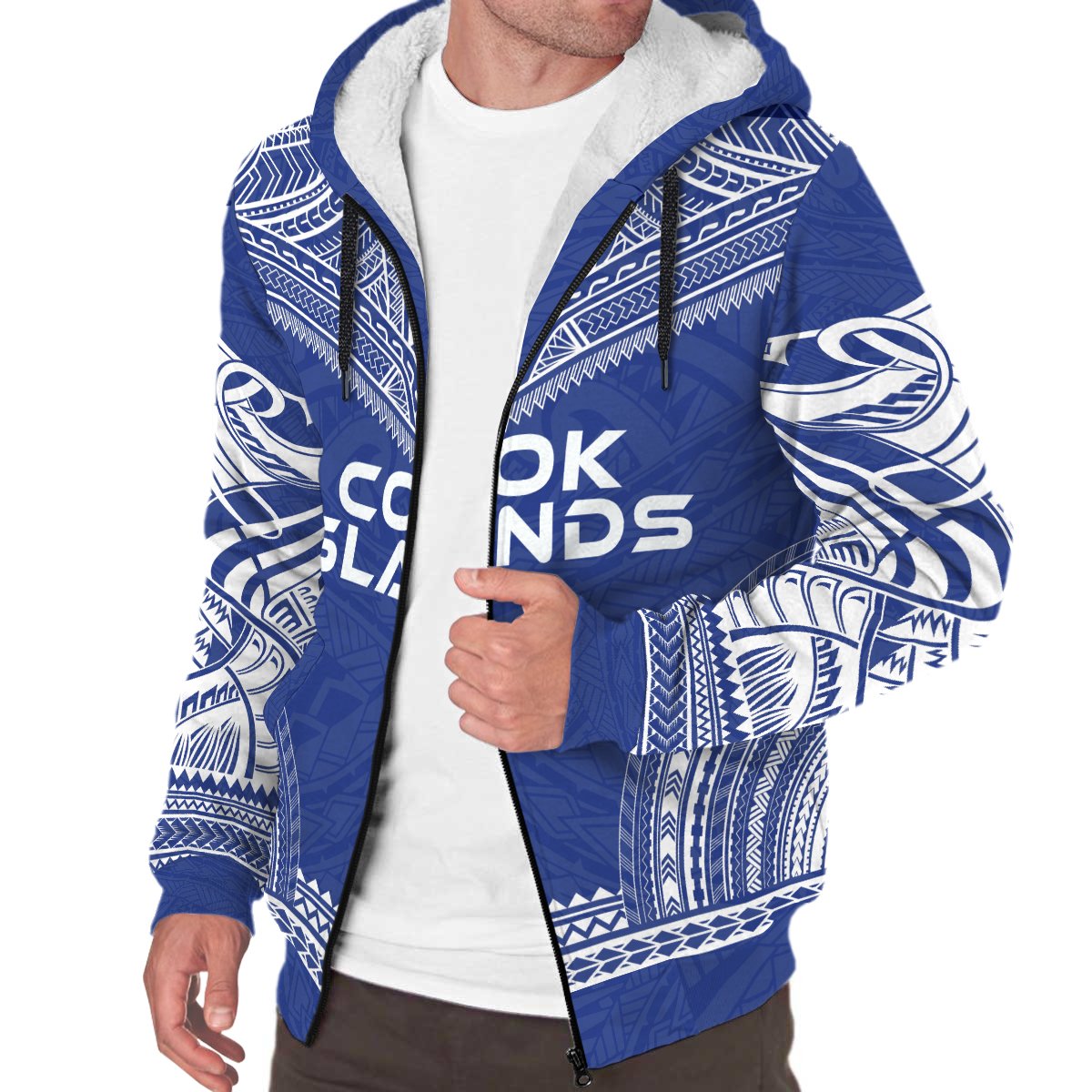Cook Islands Sherpa Hoodie - Polynesian Chief Flag Version - Polynesian Pride