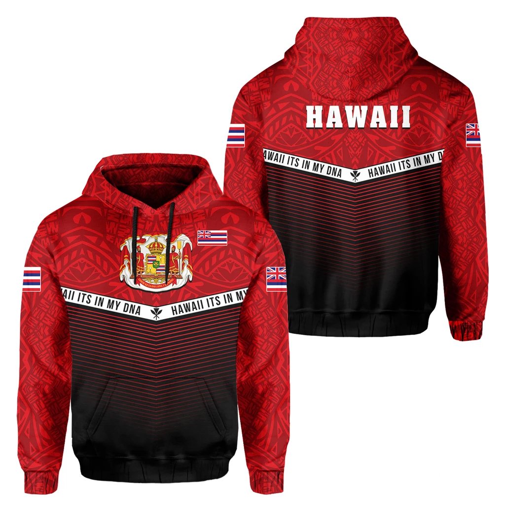 Hawaii Polynesian Hoodie Red Mix Style Unisex Red - Polynesian Pride