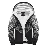 Maori Tattoo Sherpa Hoodie Koru White - Polynesian Pride